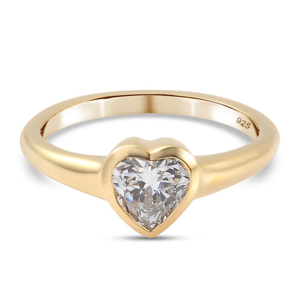 LUSTRO STELLA Hergestellt mit Feinster ZIRKONIA Herz Ring 925 Silber vergoldet image number 0