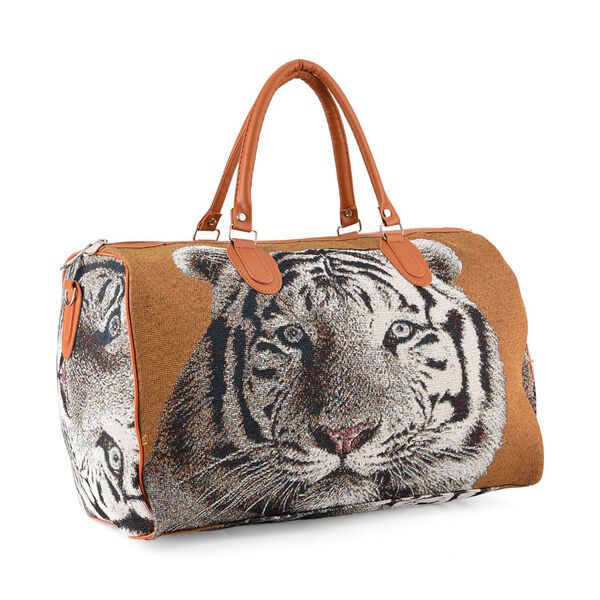 Tigerprint Reisetasche, ger&auml;umiges Design mit Rei&szlig;verschlussfach, verstellbarer Schultergurt 120 cm, 45 x 23 x 27 cm
