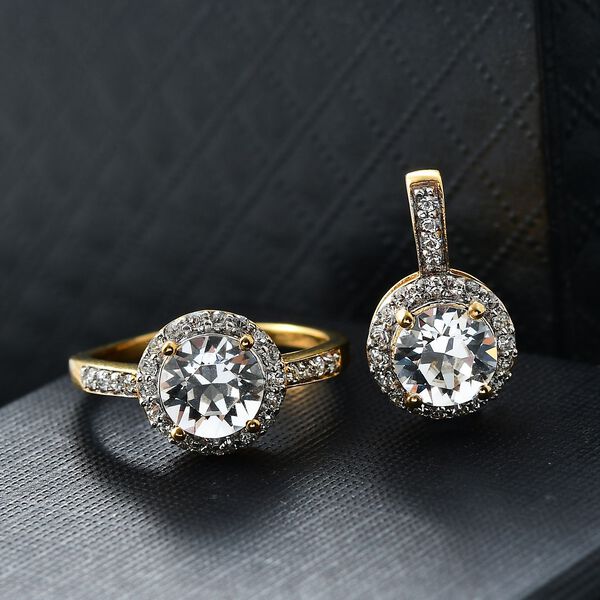 J Francis gefertigt mit SWAROVSKI- Swarovski Kristall Schmuckset, 925 Silber vergoldet image number 2