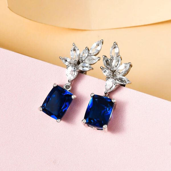 Ceylonfarbene Quarz und wei&szlig;e Topas-Ohrringe - 6,61 ct.&nbsp; image number 2