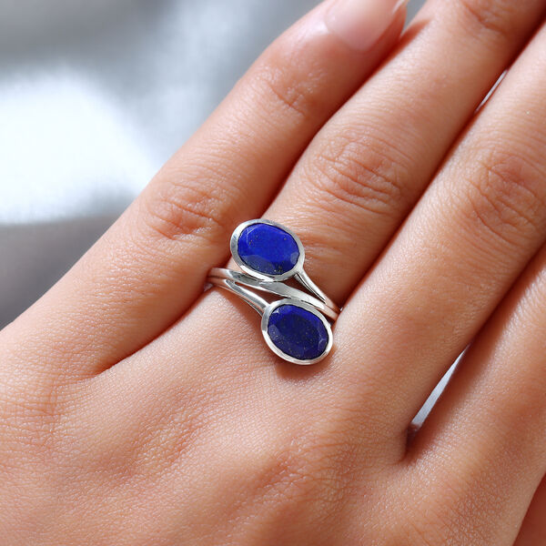 Lapislazuli Bypass Ring 925 Sliber Platin-&Uuml;berzug image number 3