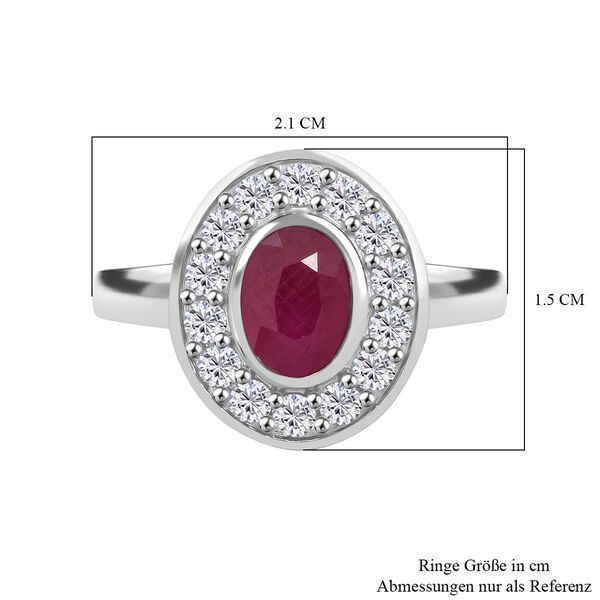 Nat&uuml;rlicher burmesischer Rubin, Wei&szlig;er Zirkon Ring 925 Silber rhodiniert (Gr&ouml;&szlig;e 21.00) ca. 1.32 ct image number 6