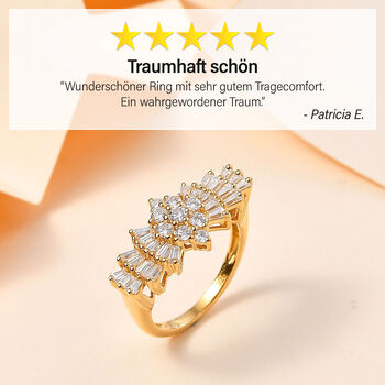 Moissanit Ballerina Ring, 925 Silber mit 750 Gelbgold Vermeil - 1,12 ct.
