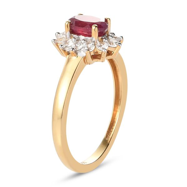 Afrikanisher Rubin(Fissure gefüllt) und Zirkon Ring 925 Silber vergoldet image number 5