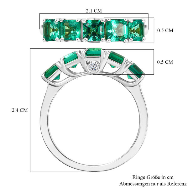 LUXURIANT AAA Labor kolumbianischer Smaragd und Labor Diamant Ring, 925er Silber rhodiniert - 1,60 ct. image number 6