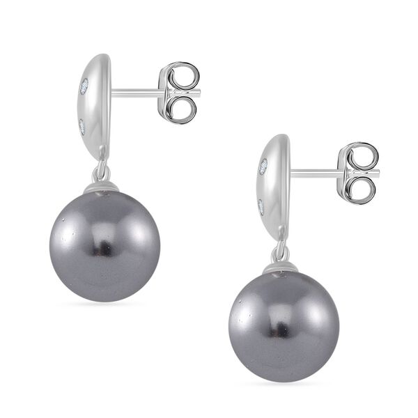 Tahiti Muschelkernperle, Moissanit Ohrringe 925 Silber platiniert image number 4