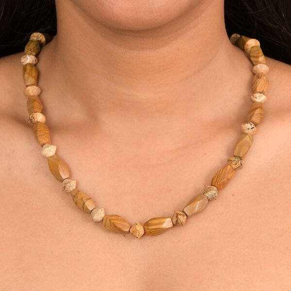 Erdnuss Holz Jaspis Halskette ca. 45 cm Nickelfreies Messing platiniert ca. 220.00 ct image number 3