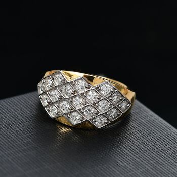 LUXURIANT SI Labor Diamant Ring, 925 Silber 750 Gelbgold Vermeil - 1 ct.