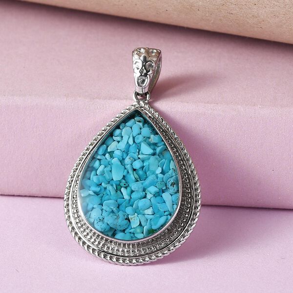 Sleeping Beauty T&uuml;rkis-Fragment Anh&auml;nger, Edelstahl ca. 8,00 ct image number 2