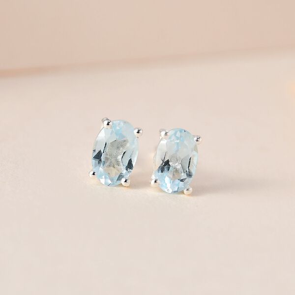Himmelblaue Topas-Solit&auml;r-Ohrringe - 0,98 ct. image number 2
