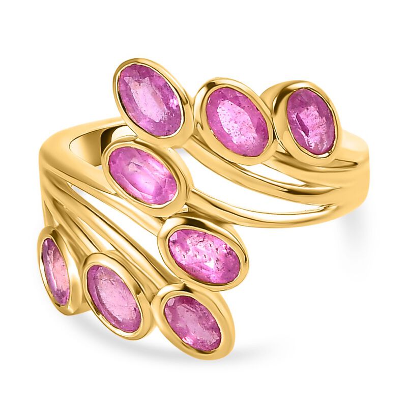 Ilakaka Rosa Saphir (Fissure gefüllt) Ring, 925 Silber vergoldet (Größe 21.00) ca. 3.11 ct image number 0