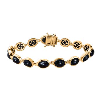 Schwarzes Stern Diopsid-Armband, ca. 20 cm 925 Silber vergoldet ca. 36,29 ct