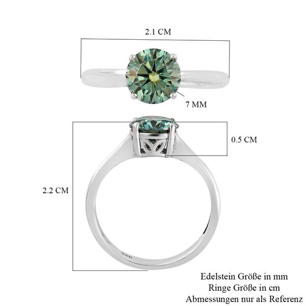 Grüner Moissanit Solitär Ring 925 Silber Platin-Überzug image number 7