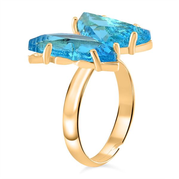 Flexibler wei&szlig;er Zirkonia und blauer Kristall-Ring (16,50-19,50) image number 4