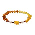 Weiße Süßwasser Perle, Mehrfarbiger Bernstein Armband, flexibel