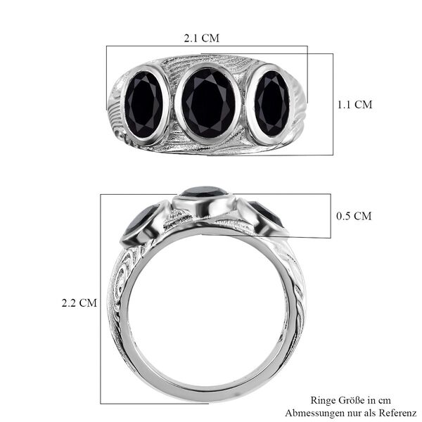 Schwarzer Spinell Ring, Messing platiniert, ca. 3,00 ct image number 7