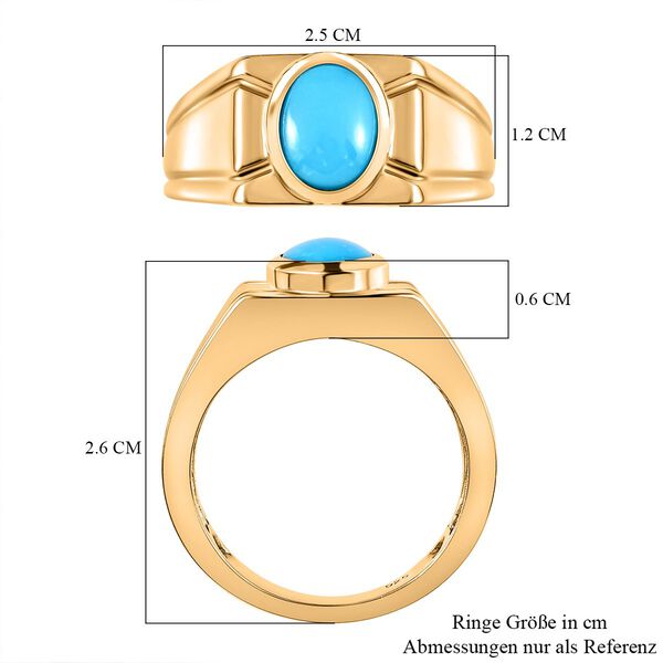 Natürlicher Sleeping Beauty Türkis Ring 925 Silber Gelbgold Vermeil (Größe 21.00) ca. 1.38 ct image number 7