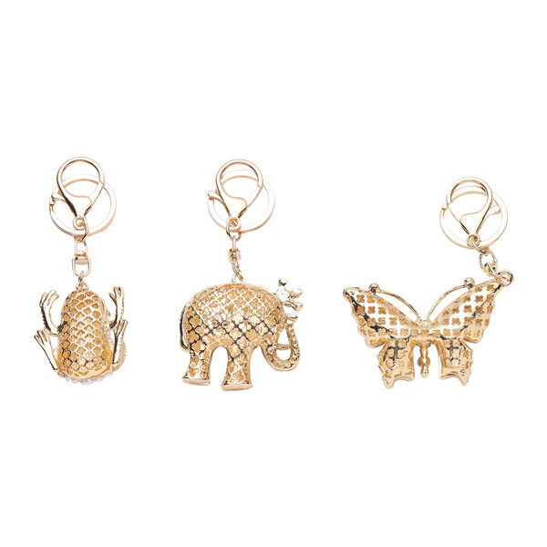 3er-Set- wei&szlig;e und schwarze Kristall-Schl&uuml;sselanh&auml;nger image number 2