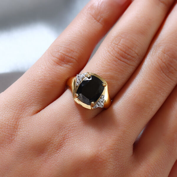 Elite Shungit und Zirkon Ring 925 Silber vergoldet image number 5