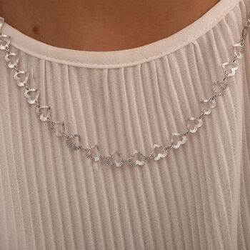 Kette mit diamantgeschliffenen Herzmotiven, 925 Silber rhodiniert