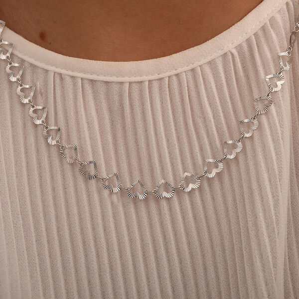 Kette mit diamantgeschliffenen Herzmotiven, 925 Silber rhodiniert image number 2