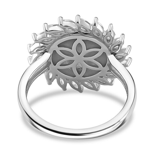 Blauer und wei&szlig;er Zirkonia Halo Ring image number 6