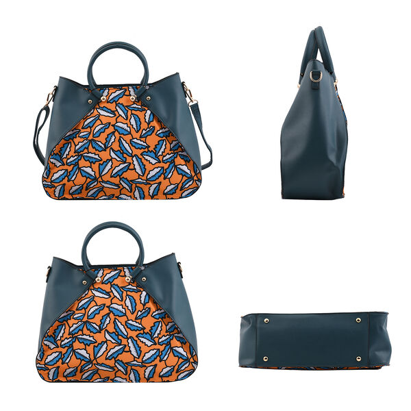 2er-Set, Clutch - 9x15,24 cm und Schultertasche - 34,29x12,7x25,40 cm, Blattmuster, Gelb image number 2