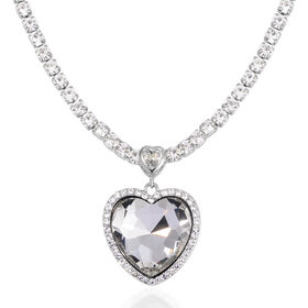 J Francis gefertigt mit SWAROVSKI- Weiße Glas und Kristall Halskette, 50cm