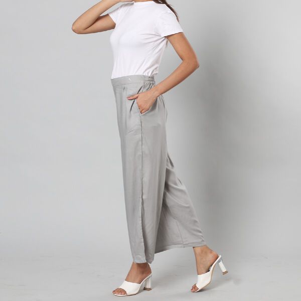 Einfarbige Palazzo Hose, Gr&ouml;&szlig;e XXL, Grau  image number 4