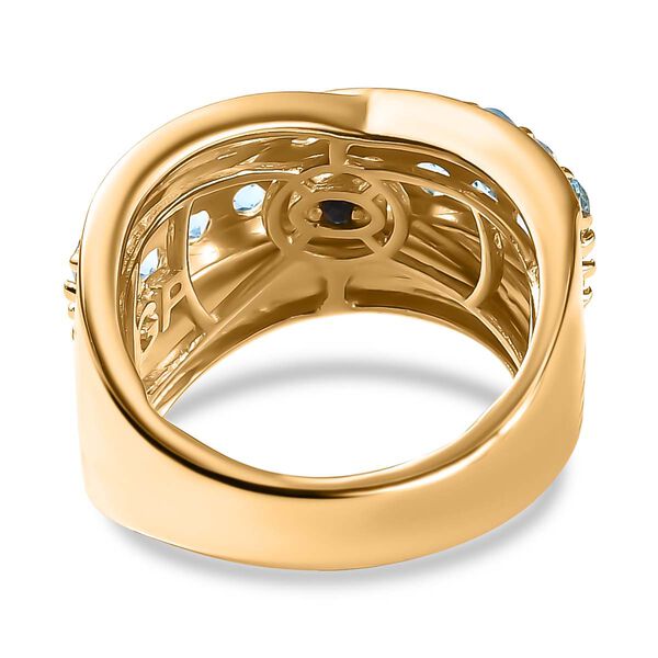 GP Art d&eacute;co Kollektion- Schweizer Blautopas und Kanchanaburi blauer Saphir-Ring- 2,16 ct. image number 6