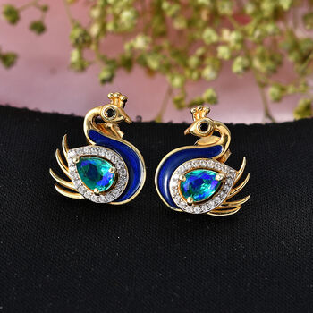 D'Joy Pfau Triplett Quarz, schwarze Spinell und Zirkon Ohrringe - 2 ct.