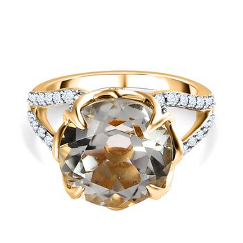 Prasiolith und Zirkon Ring - 8,06 ct.