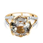 Prasiolith, Weißer Zirkon Ring, 925 Silber Gelbgold Vermeil, (Größe 18.00) ca. 8.06 ct