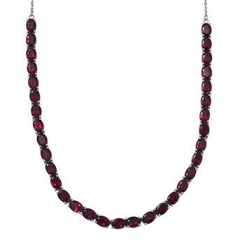 D'Joy AA Nat&uuml;rlicher Rhodolith Granat Halskette ca. 45 cm 925 Silber rhodiniert ca. 31,68 ct.