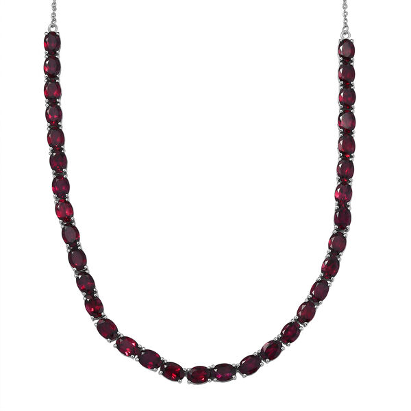 D'Joy AA Nat&uuml;rlicher Rhodolith Granat Halskette ca. 45 cm 925 Silber rhodiniert ca. 31,68 ct.