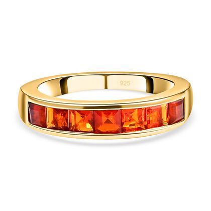 Purpurroter Feueropal-Ring, 925 Silber Gelbgold Vermeil (Gr&ouml;&szlig;e 20.00) ca. 0.79 ct