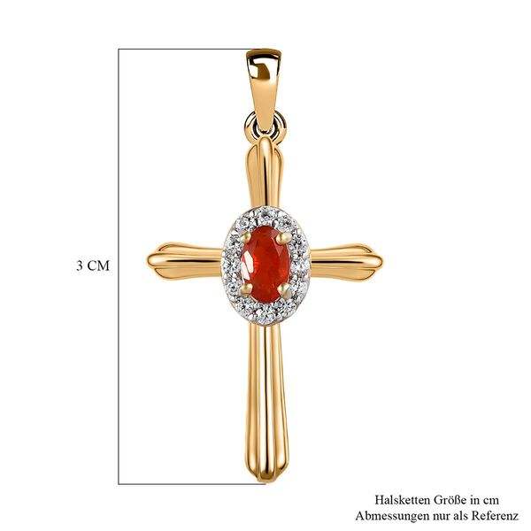 Mexikanischer Kirschfeuer-Opal und Zirkon-Anh&auml;nger - 0,28 ct. image number 6