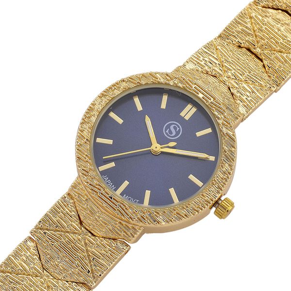 STRADA - Japanisches Uhrwerk, Marineblaues Zifferblatt mit goldplattiertem Alloy Armband, 20 cm image number 7