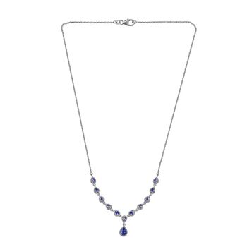 Tansanit Halskette, ca. 45 cm, 925 Silber platiniert ca. 2.27 ct