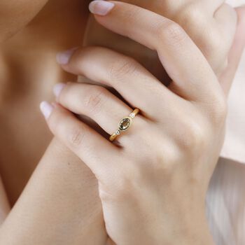 AA nat&uuml;rlicher goldener Tansanit und Zirkon Ring- 0,47 ct.