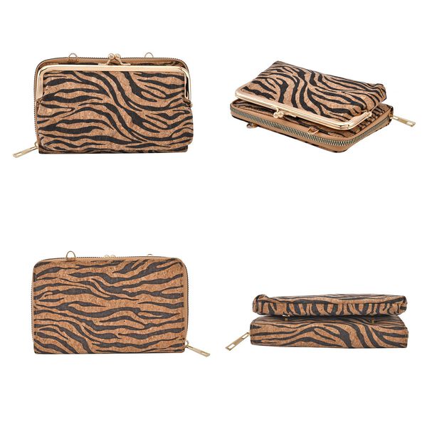 Crossbody Tasche aus Naturkork mit RFID-Schutz, Zebra image number 3