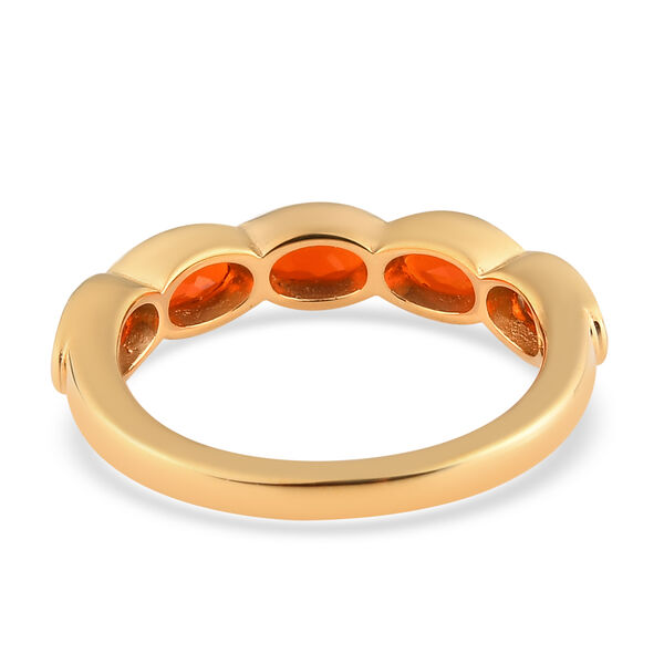 Mexikanischer Kirschfeuer Opal 5-Stein-Ring, 925 Silber vergoldet  ca. 0,78 ct image number 6