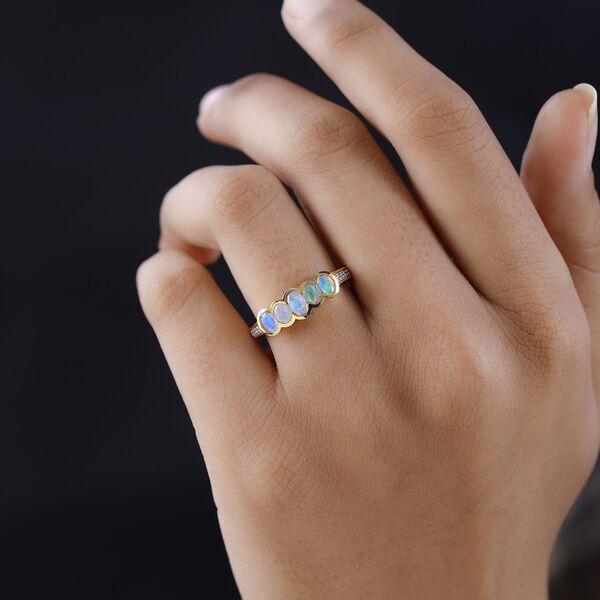 Nat&uuml;rlicher, &auml;thiopischer Welo Opal Ring, 925 Silber Gelbgold Vermeil (Gr&ouml;&szlig;e 18.00) ca. 1.20 ct image number 3