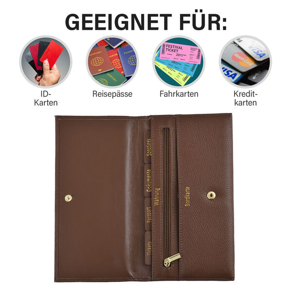 Sencillez Reise Etui aus Echtleder, braun image number 4