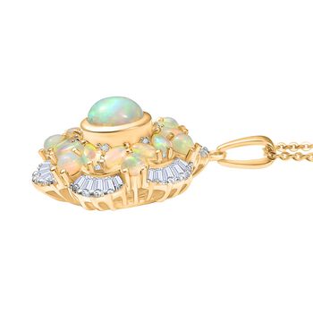 Ballerina Bloom AA Nat&uuml;rlicher, &auml;thiopischer Welo Opal, Moissanit Schmuckset 925 Silber 750 Gelbgold Vermeil ca. 3.11 ct
