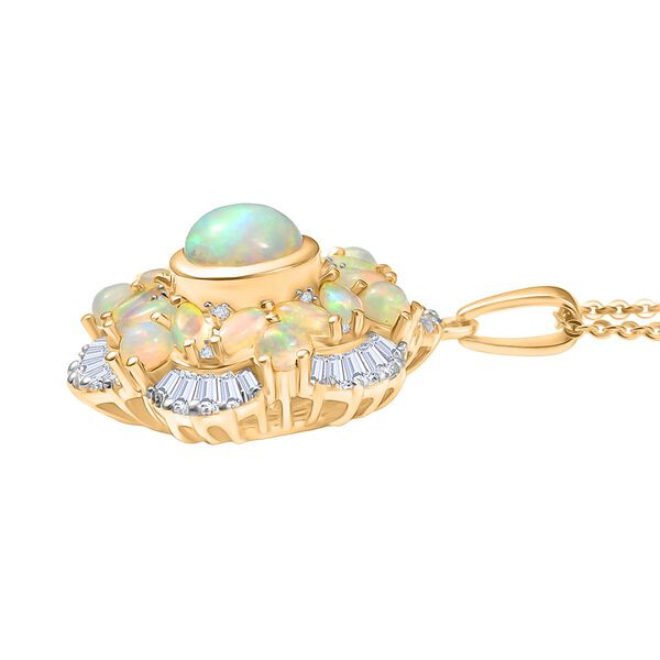 AA nat&uuml;rlicher, &auml;thiopischer Welo Opal und Moissanit Anh&auml;nger mit 50cm Kette - 3,11 ct. image number 4