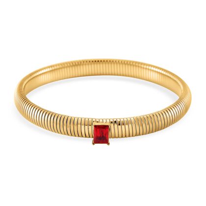 Rotes Kristall Armband, Reiner Edelstahl, goldfarben