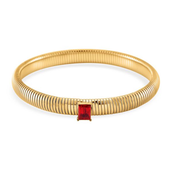Rotes Kristall Armband, Reiner Edelstahl, goldfarben