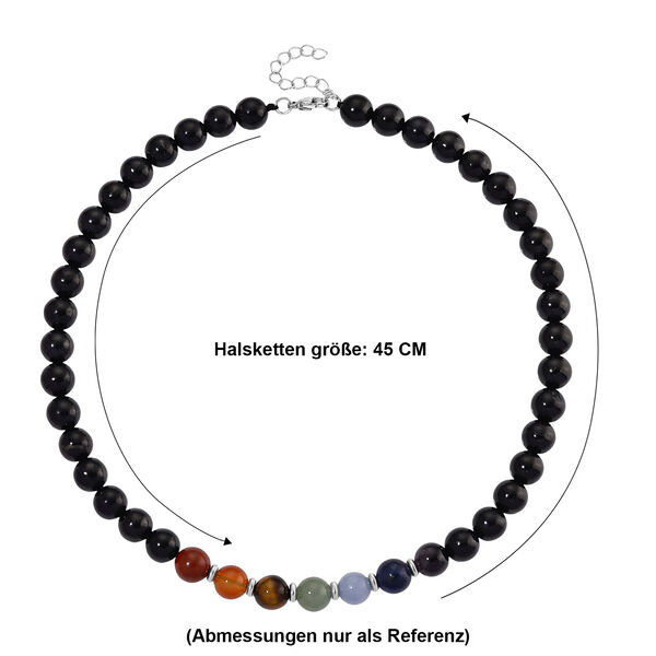 Shungit, Mehrfarbig Edelsteine Halskette ca. 45 cm ca. 300,00 ct. image number 6
