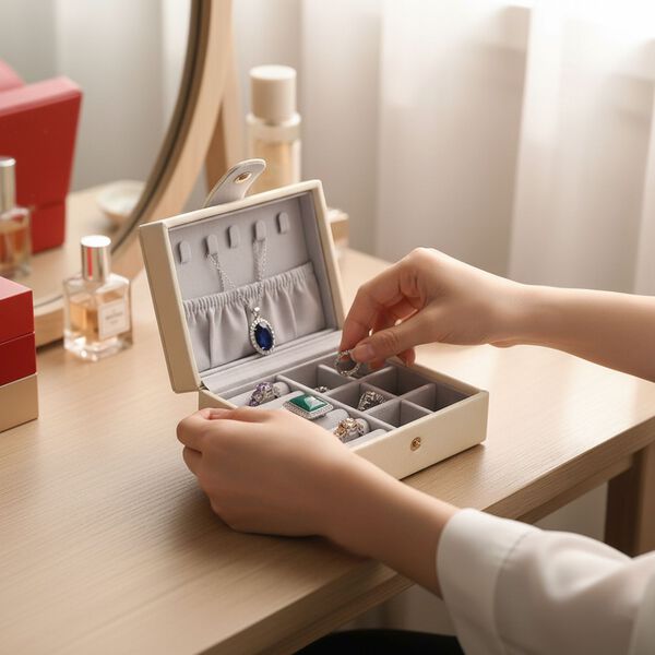 PU-Schmuckk&auml;stchen, 12x9,5x6,5cm, Cr&egrave;me image number 2